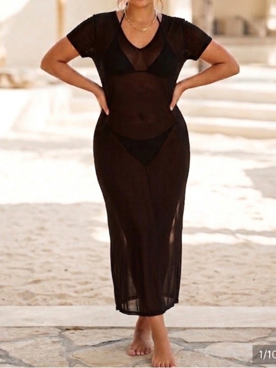 Cant miss Other - Can’t Miss Black Maxi Sheer Breathable cover up-Medium